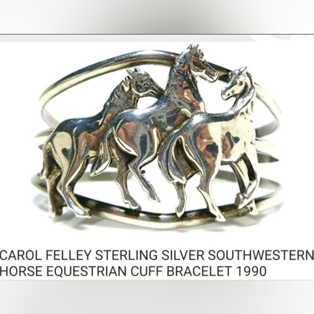 Vintage Sterling Carol Felley Horses Bracelet
